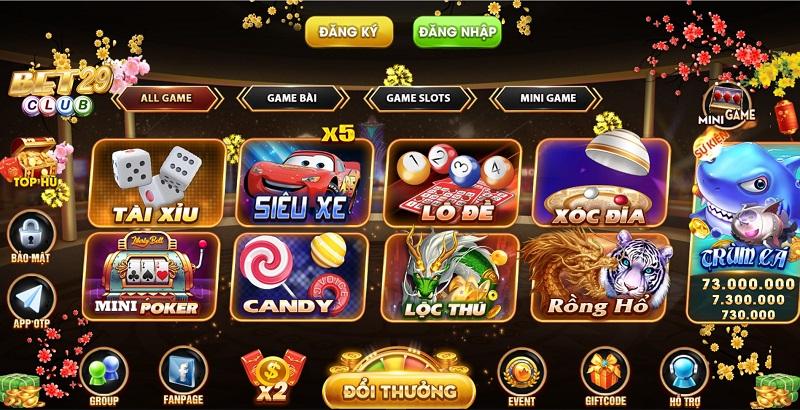 Các trò chơi đa dạng tại Bet29